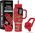 Coldest 40 oz Tumbler with Handle and Straw, 100% Leak Proof Insulated Tumbler with Lid and Straw (3 Lids), Stainless Steel Tumblers for Women & Men, Cup Holder Friendly, 36 oz (The Republican)