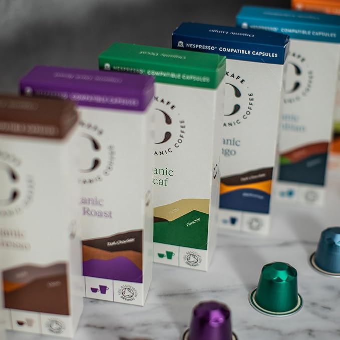 Cru Kafe Strong Espresso USDA Organic Espresso Coffee Capsules (10 Pods) Fairtrade Coffee Pods Compatible with Nespresso Original Line and Pixie Machines