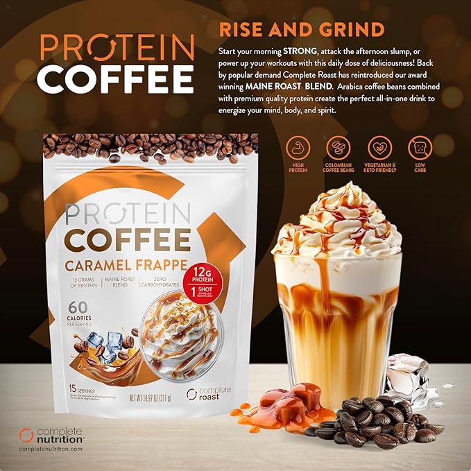 Complete Roast 3-Pack Caramel Frappe, Iced Coffee, and Vanilla (Caramel Frappe, Mocha Latte, Mocha Peanut Butter)