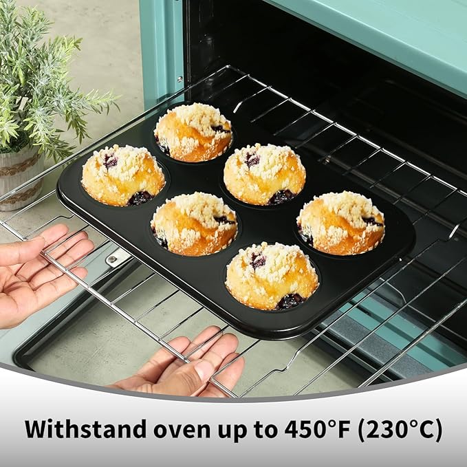 Muffin Baking Pan 2-Pack, Nonstick Premium Carbon Steel Muffin Pan for Baking, Cupcake Tin Cheesecake Pans