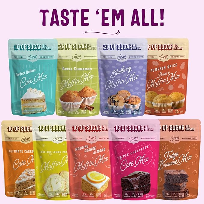 Sweet Logic Keto Baking Mix - Orange Almond Muffin - Gluten-Free - Dairy Free - Diabetic-Friendly - High Protein - Allulose - Stevia - Low Sugar - Low Carb - Quick 20-Minute Prep (1-2G Net Carbs Per Serving)
