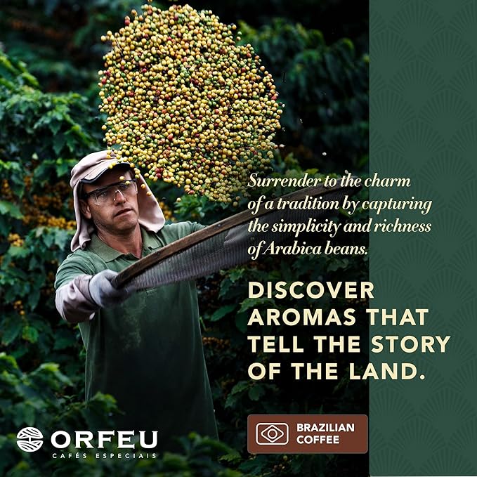 ORFEU - Special Coffee Intense - Drip Sachet - 100% Arabica Coffee, Dark Roast, Aroma of Toasted Caramel & Fruit Jam, Low Acidity, Made In Brazil, Velvety Body - 10 Units, 100g (Pack of 2)