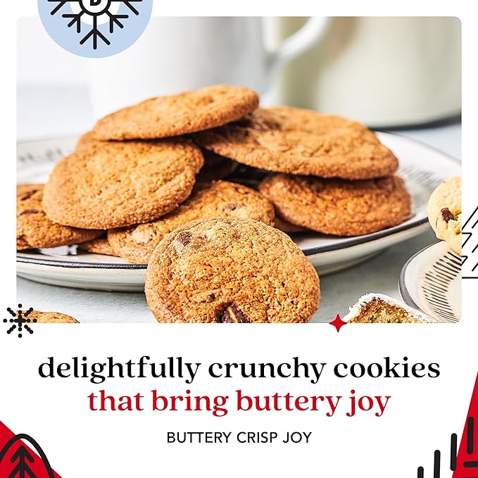 David's Cookies Happy Holidays Thin and Crispy Cookies Tin – Gourmet Crunchy Cookies in Festive Sweet Sampler – Holiday Dessert Gift for Friends Family, Christmas Treats and Seasonal Celebrations