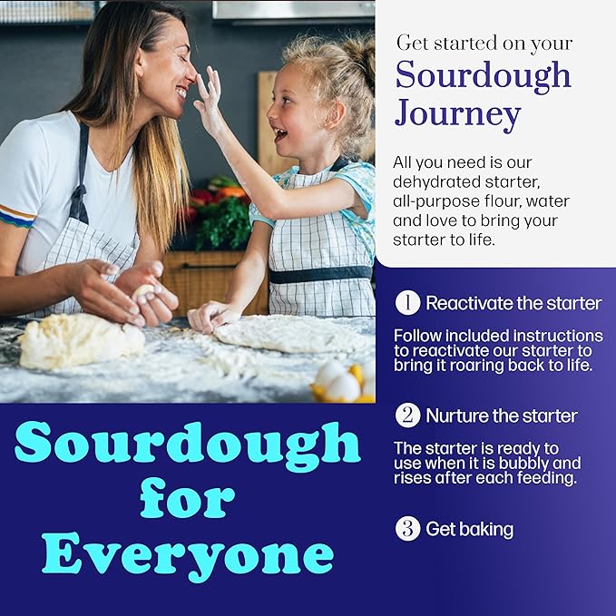 Mature Sourdough Starter Culture – 100+ Years Old Dehydrated Sourdough Starter Kit for Delicious Homemade Sourdough Bread – All-Natural and Organic - Beginner Friendly, Fast reactivation and Expert Support