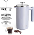 Mixpresso Light Blue Stainless Steel French Press Coffee Maker 26 Oz 770 ml, Double Wall Insulated French Press Stainless Steel, Easy Clean Tea Brewer, Easy Press Durable Metal Coffee Press