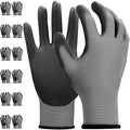 Kebada W1 Work Gloves for Men and Women, Working Gloves with Grip,12 Pairs Thin Mechanic Gloves,PU Coating on Palm & Fingers,Breathable Mens Gardening Gloves,Gray Small