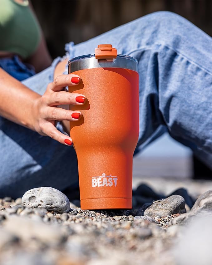 Beast 30 oz Tumbler Stainless Steel Vacuum Insulated Coffee Ice Cup Double Wall Travel Flask (Orange)