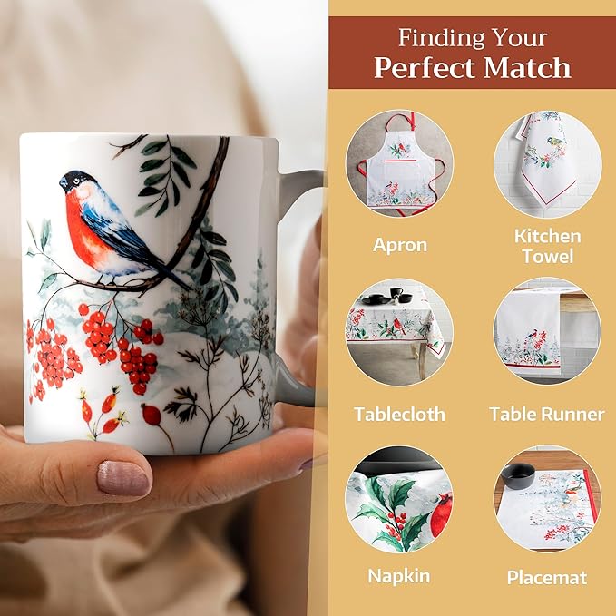 Maison d' Hermine Coffee Mug with Handles Fine Bone China Mugs Pack of One Tea Cups for Hot Beverages Cappuccino Latte Home Restaurant Office Perfect for Gift (Morzine - Morzine, 12 Ounce)