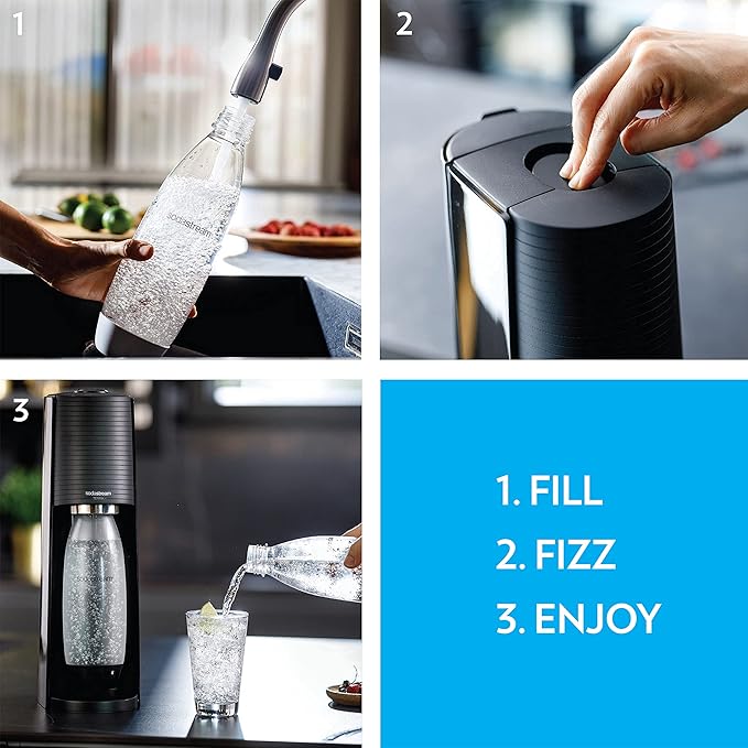 SodaStream Terra Sparkling Water Maker (Red) with CO2 and Dishwasher Safe Bottle
