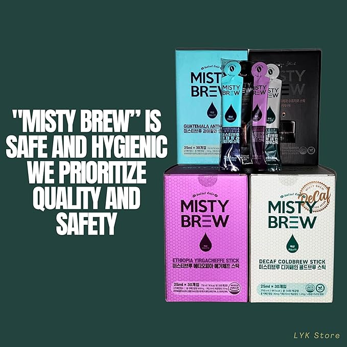 Cold Brew Coffee Concentrate liquid, Single Serve Coffee Sticks, MistyBrew, Imported from Korea, 4 flavors, Premium coffee (12 sticks, Mix)