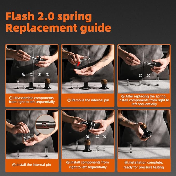 MHW-3BOMBER 45.5mm Espresso Tamper - 3 Spring Loaded Coffee Tamper with Sound Feedback - Barista Calibrated Tamper with 15lb / 30lbs Replacement Springs - Compatible for Flair Pro and Pro 2 T7070F-OS