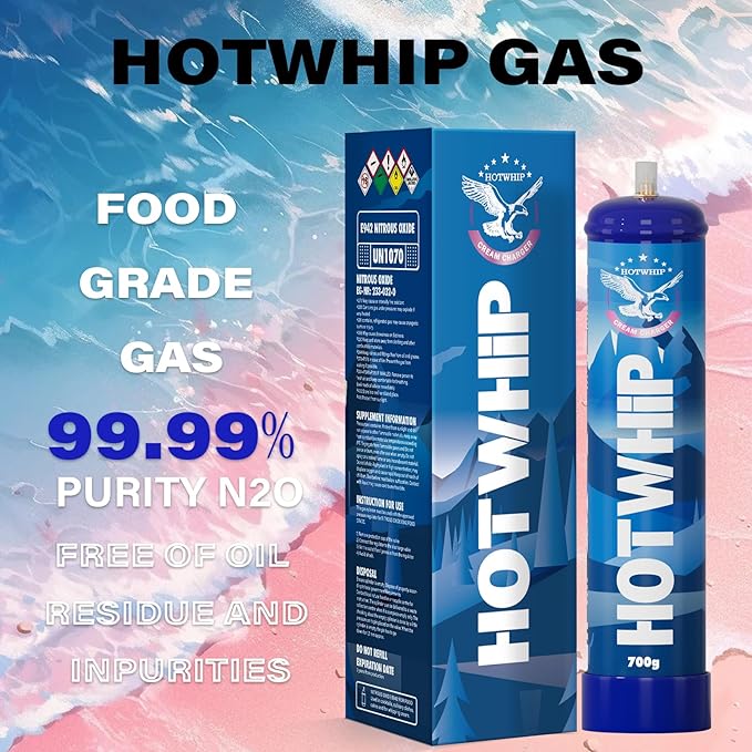 Whipped Cream Charger 6x700g 1.1L Tanks Original Flavor Cream Charger 99.99% Purity Food Grade Whip Cream Tank(6 Cylinders)