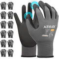 Kebada W1 Work Gloves for Men and Women, PU Coated Safety Gloves with Grip, Touchscreen, Ideal for Warehouse Package Handling, Construction, Gardening, 12 Pairs, Gray X-Small