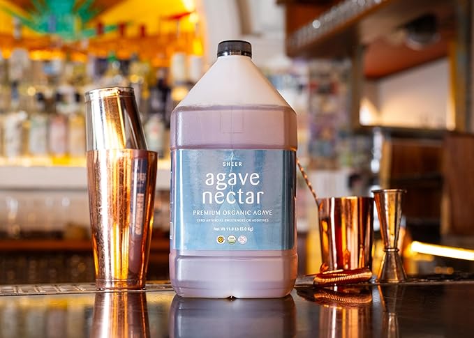 Sustainable Agave Co - Sheer - Agave Nectar - 1 Gallon Bottle (5kg) - Raw Sweetener, Sugar-Alternative, Vegan, Non-GMO, Kosher, Gluten-Free Syrup - Bartender's Best Friend