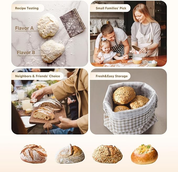 Mini Banneton Basket (5 Inch, Set of 4) – Round Banneton Bread Proofing Set, Perfect for Bread Bowl and Small Sourdough Loaves– Mini Sourdough Proofing Basket for Baking Supplies