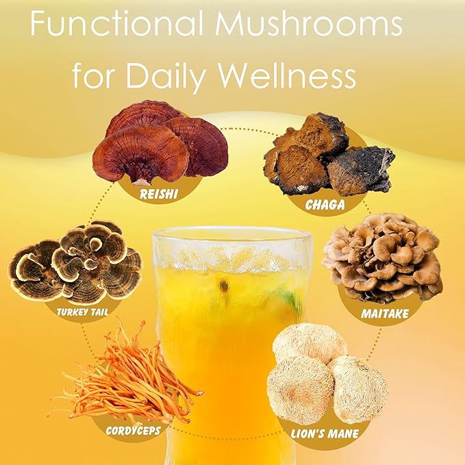 Mushroom Coffee Creamer, Pineapple Flavored, Probiotics, MCT Powder and 6 Mushrooms | Lion's Mane, Turkey Tail, Reishi, Maitake, Chaga, Cordyceps | Boosts Energy, Focus, Supports Immunity | Gluten-Free, Vegan, 6.35 Oz