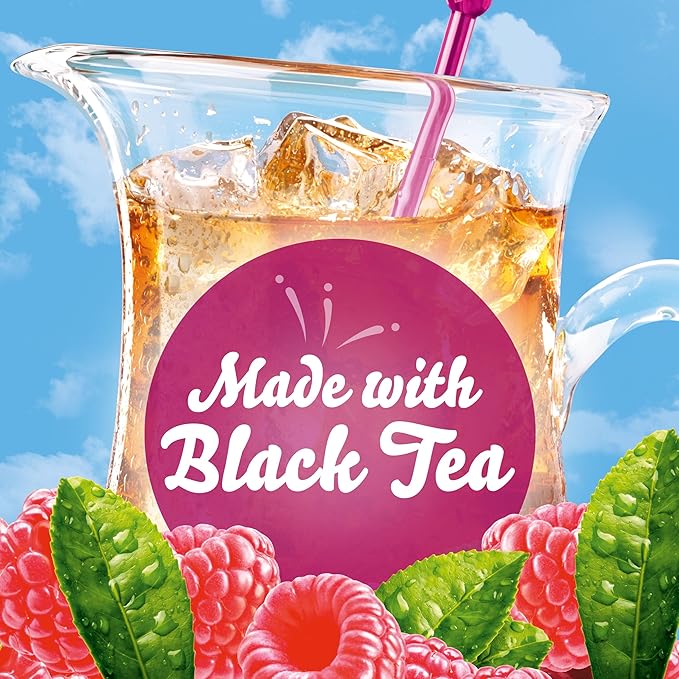 Crystal Light Raspberry Iced Tea Naturally Flavored Powdered Drink Mix, 72 ct Pack, 12 Canisters of 6 Pitcher Packets