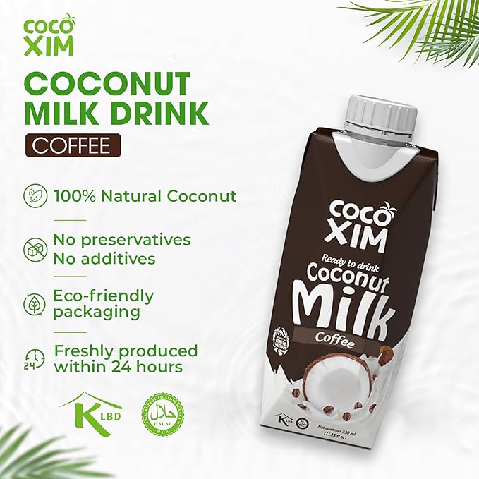 COCOXIM Ready to Drink Coffee Coconut Milk – 11 oz (Pack of 12) | 100% Vegan & Plant Based | Halal & Kosher Certified | Gluten & Lactose Free | Perfect to Add to Cereals, Smoothies and Desserts