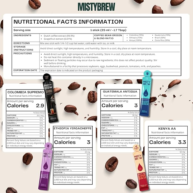 Cold Brew Coffee Concentrate liquid, Single Serve Coffee Sticks, MistyBrew, Imported from Korea,Premium coffee (30 sticks, Antigua)