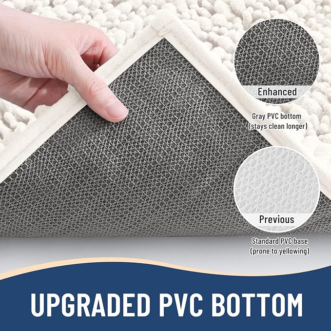Arotive Luxury Chenille Bathroom Rug Mat, Extra Soft Thick Absorbent Shaggy Bath Rugs, Non-Slip Machine Wash Dry, Plush Bath Mats for Bathroom, Shower and Tub, 50x30, Ivory