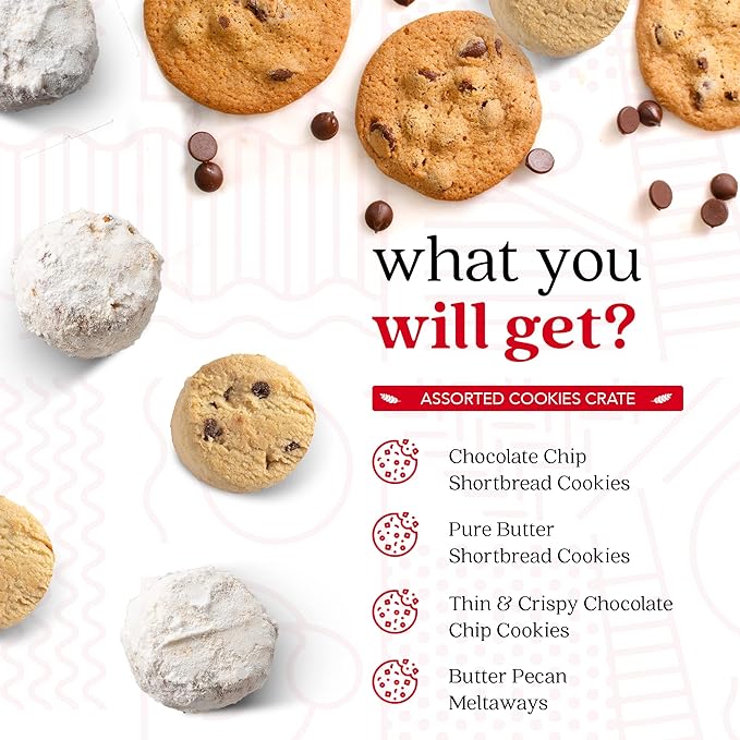 David’s Cookies Cookie Gift Basket - Deliciously Flavored Assorted Cookies in a Lovely Gift Basket - Gourmet Thin Crispy Cookies, Butter Pecan Meltaways and Scottish Shortbread Cookies - Variety of Delicious Cookies
