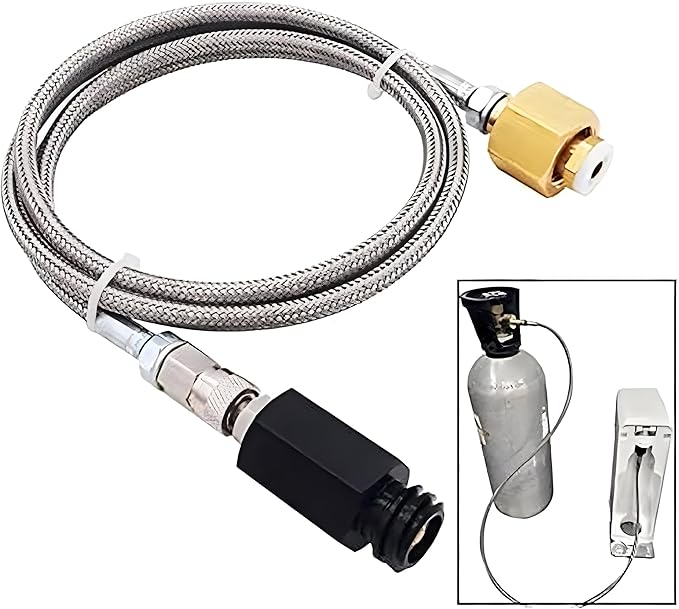 Upgrade Soda Machine Co2 Adapter Hose with High Pressure 60in Stainless Steel Hose,CGA320 to TR21-4 Carbonated Water Soda Maker Co2 Fill Kit Compatible with OneTouch/Jet/Aqua Fizz Soda Maker