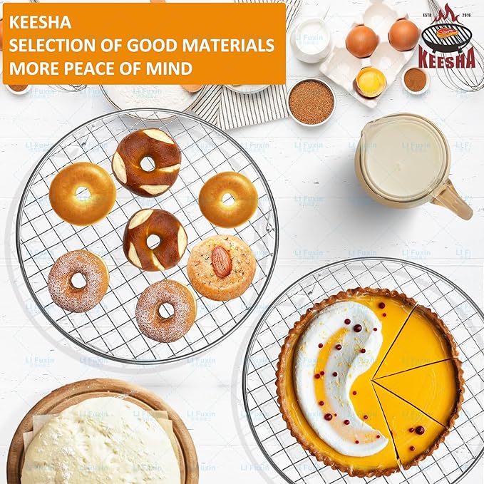 KEESHA 10 Inch Cooling Rack - 304 Stainless Steel Dish Rack for Cooking and Baking - Premium Steamer Rack, Canning Rack - Stackable Cake Cooling Rack