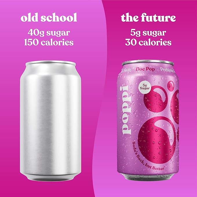 Poppi Sparkling Prebiotic Soda Beverage with Apple Cider Vinegar, Seltzer Water and Fruit Juice, Soda Staples Variety Pack, 12 FL Oz, Pack of 12, Packaging May Vary