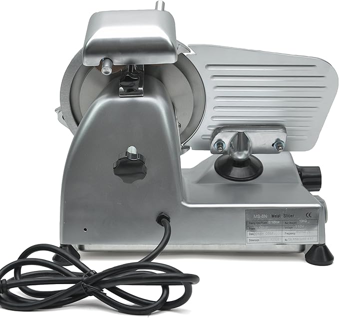 KWS Premium MS-6SS 200w Electric Slicer 7.67-Inch Stainless Steel Blade, Frozen Meat/Deli Meat/Cheese/Food Slicer Low Noises Commercial and Home Use