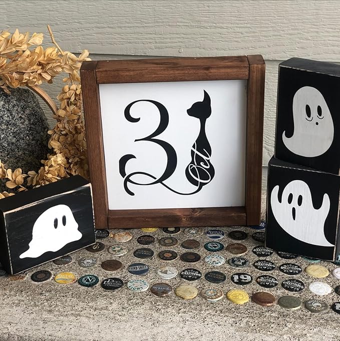 Halloween Stencils for Door Mats Skeleton Boo Stencil Reusable Halloween Stencils for Painting on Wood Sign Door Mats Fabrics DIY Crafts Decor
