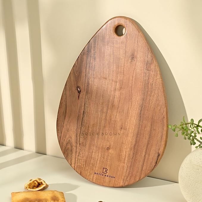 Premium Handcrafted Wood Cutting Board and Chopping Board for Meat, Cheese Board, Vegetables, Bread, and Charcuterie - Decorative Wooden Serving Board(15.5x11.0 Inch)