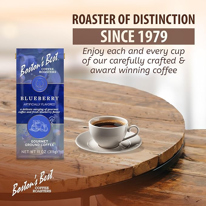 Boston’s Best Coffee - Blueberry Flavored Delicious Gourmet Premium Ground Coffee, 11 oz. / 311 g Bag