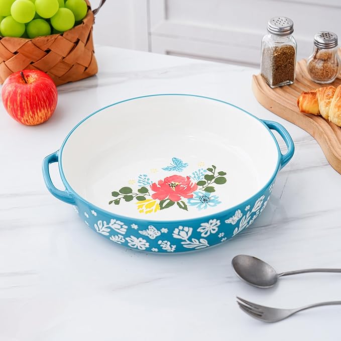 Wisenvoy Pie Pan Ceramic Pie Dish 9.8 Inches Pie Plate Porcelain Deep Dish Pie Pan Non-Stick Pie Pans