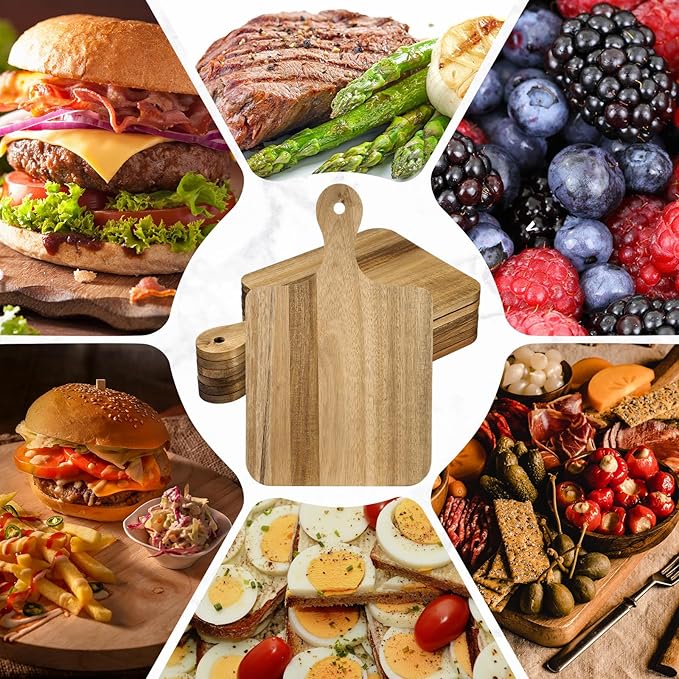 Lounsweer 6 Pcs Thicken Cutting Board Bulk Wood Board for Chopping Serving Charcuterie Material for Laser Engraving Mother' Day Wedding Housewarming Gift