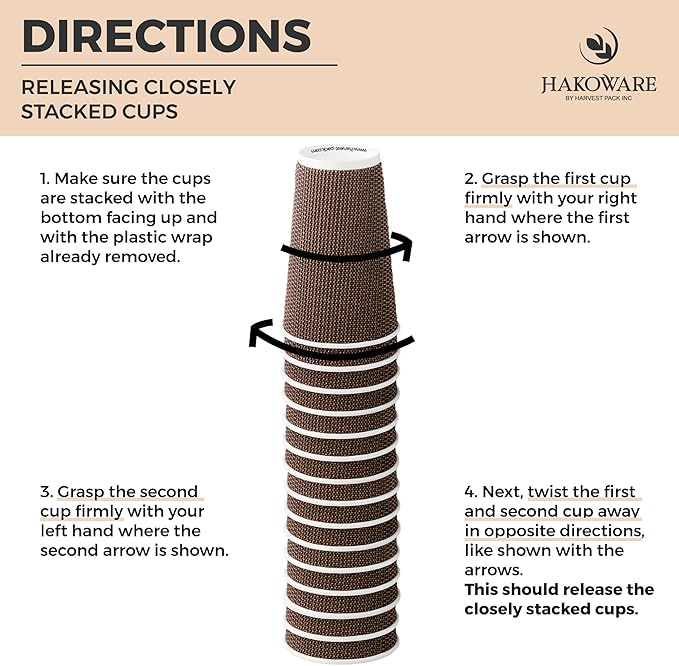[100 SET]Harvest Pack 12 oz Disposable Coffee Cups, Insulated Ripple Double-Walled Paper Cups with Lids, Brown Geometric, Leak-Proof Drinking Cups for Tea Hot Chocolate Drinks To go coffee cups
