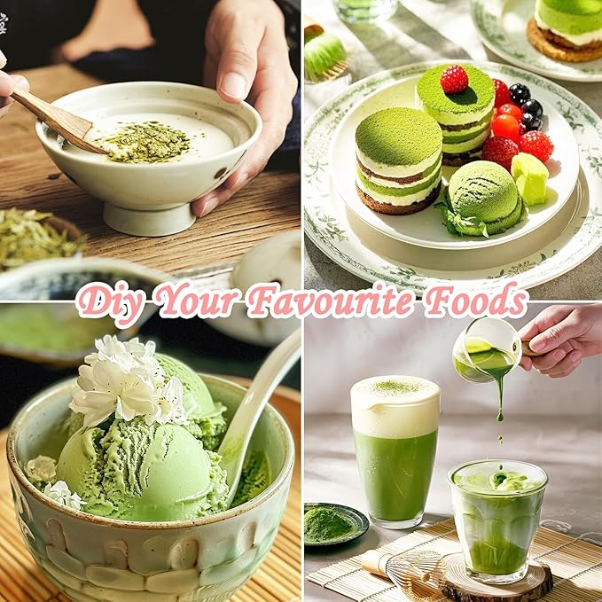 8 Pcs Matcha Whisk Set: Pink Matcha Tea Set Includes Ceramic Bowl, Whisk and Holder, Bamboo Scoop, Scoop Rest, Sifter and Tea Towel - Matcha Making Kit for Matcha Lovers