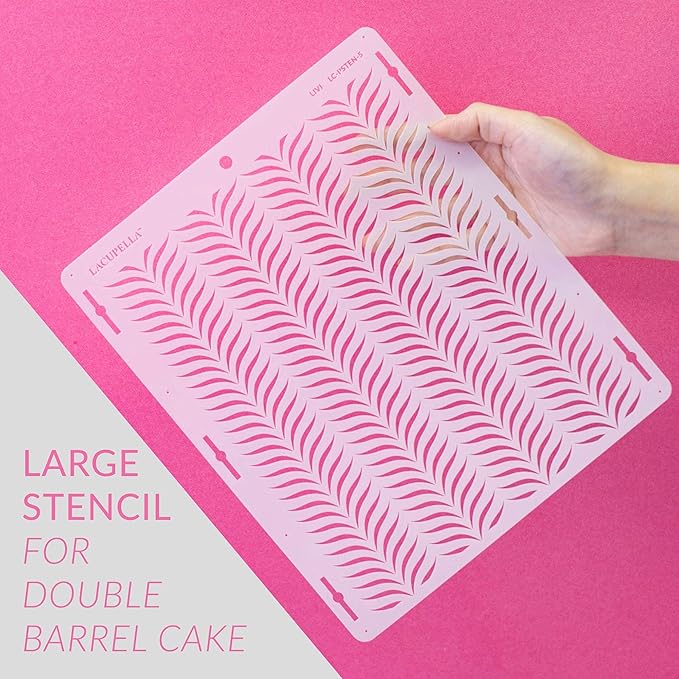 Cake Baking Stencil - Seamless Delicate Pattern for Decorating Tall Double Barrel Cake to Use with Buttercream, Royal Icing, Ganache, Paint, Airbrush (Reine)