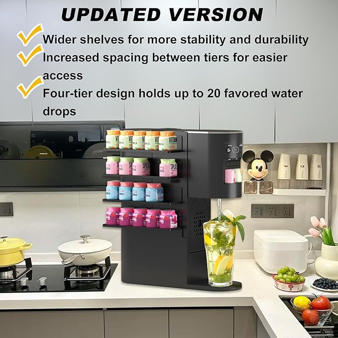 Flavor Pods Storage Holder for Ninja Thirsti Soda Machine, 4-Tier Organizer for Ninja Thirsty Flavor Pods, Hold 20 Flavor Water Drops, Space-saving & Easy to Access, Soda Maker Accessories