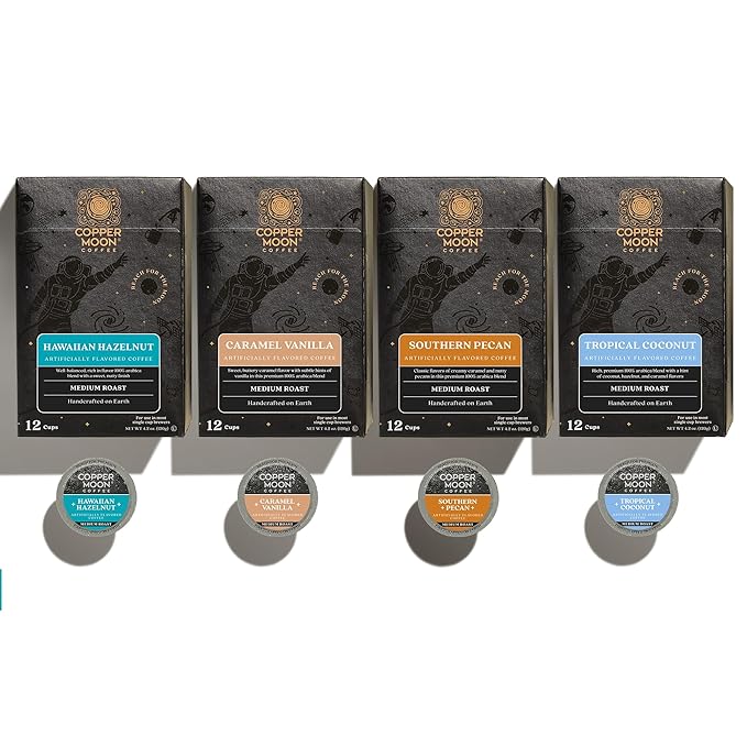 Copper Moon Single Serve Coffee Pods For Keurig K-Cup Brewers, Light/Medium Roast, Flavored Variety Pack, 80 Count
