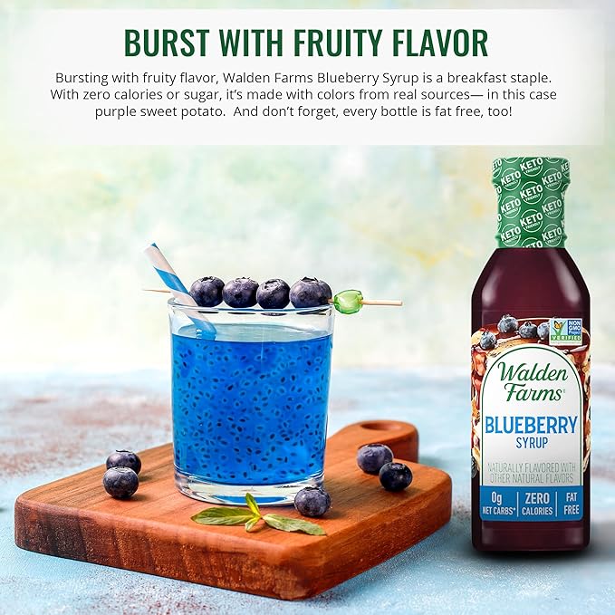 Walden Farms Syrup Variety Pack – Blueberry & Strawberry – Zero Calorie, Sugar-Free, Low Carb, Keto-Friendly, Gluten-Free, Vegan – 12 oz Bottles (Pack of 2)