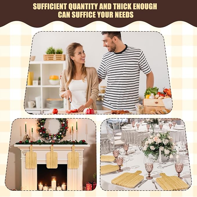 Lounsweer 6 Pcs Thicken Cutting Board Bulk Wood Board for Chopping Serving Charcuterie Material for Laser Engraving Mother' Day Wedding Housewarming Gift