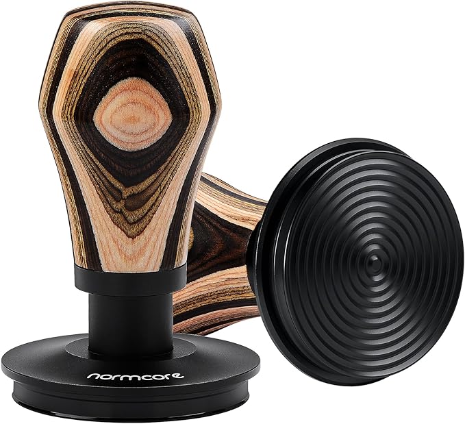 Normcore 51mm Coffee Tamper V4, Spring Loaded Tamper with Titanium PVD Coating Ripple Base, Espresso Tamper Fits 51 mm Portafilters, Colorful Wood Handle