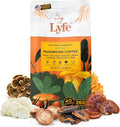 LYFE Organic Instant Decaf Mushroom Coffee – Lion’s Mane, Chaga, Cordyceps, Turkey Tail | USA Grown Adaptogenic Mushrooms for Better Energy, Focus, Gut Health, Immunity – 40 Servings