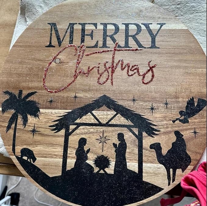 Christmas Stencils 12” Large Christmas Stencils for Crafts Reusable Christmas Stencil Holiday Drawing Templates for Door Hanger Porch Wreath Doormat Window Glass Decor(XMS Half R Stencil 03-14p)