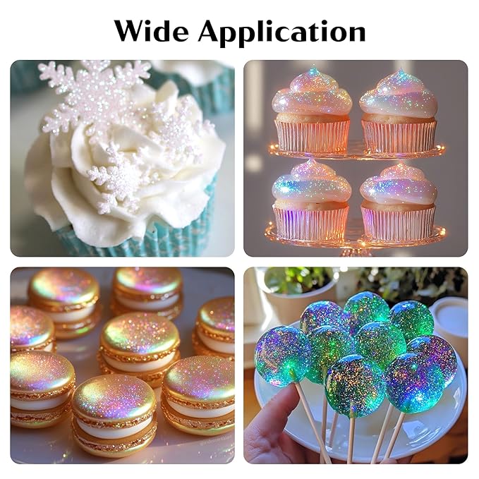 Iridescent Edible Glitter for Cocktails - Herbeklab Rainbow Luster Dust Edible Iridescent Drink Glitter Food Grade Shimmer Powder for Beverage Chocolate, 5g