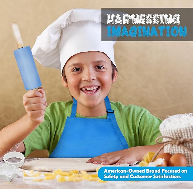 PERLLI Kids Real Cooking Set for Cooking and Baking – 31 Pc. Gift for Junior Chef with Real Utensils, Case & Safe Kids Knife Set for Boys & Girls – Fine Motor Skills & Fun for Children Ages 6+, Blue