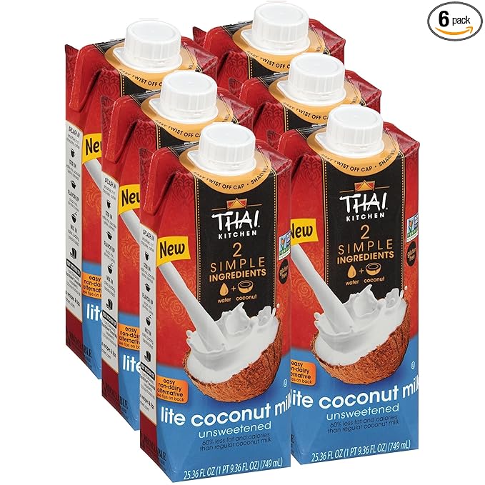 Thai Kitchen Unsweetened Lite Coconut Milk, 25.36 fl oz (Pack of 6)