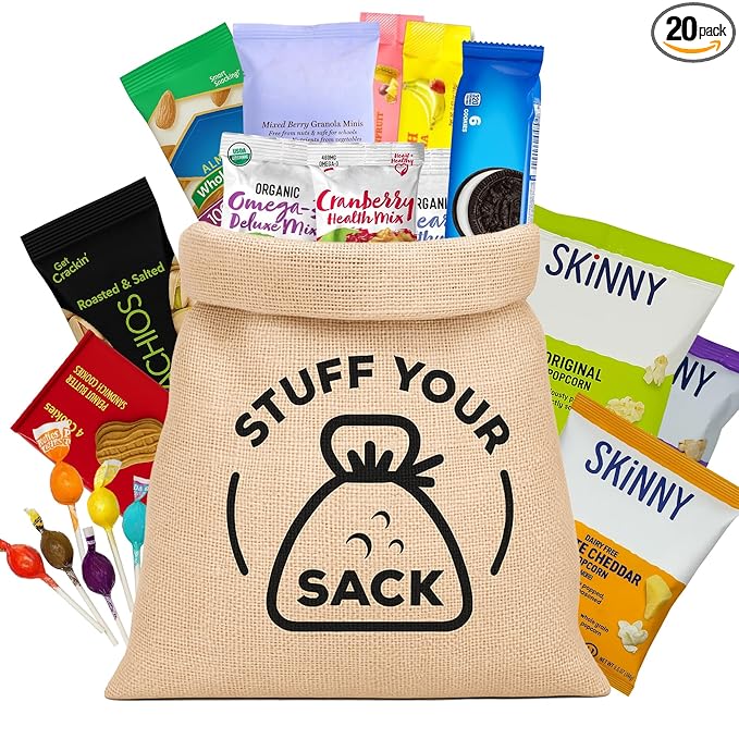 Vegan & Gluten‑Free Snack Variety Pack – Care Package with 40 Count Dairy‑Free, Non‑GMO Treats – Chips, Fruit Snacks & Bars for Adults and Kids by Stuff Your Sack