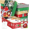 12 Extra Large Christmas Gift Wrap Boxes Bulk with Lids, 12 Tissue paper and 80 Foil Christmas Stickers for Wrapping Oversized Clothes (Robes, Sweater, Coat, Shirts) and Xmas Holiday Present