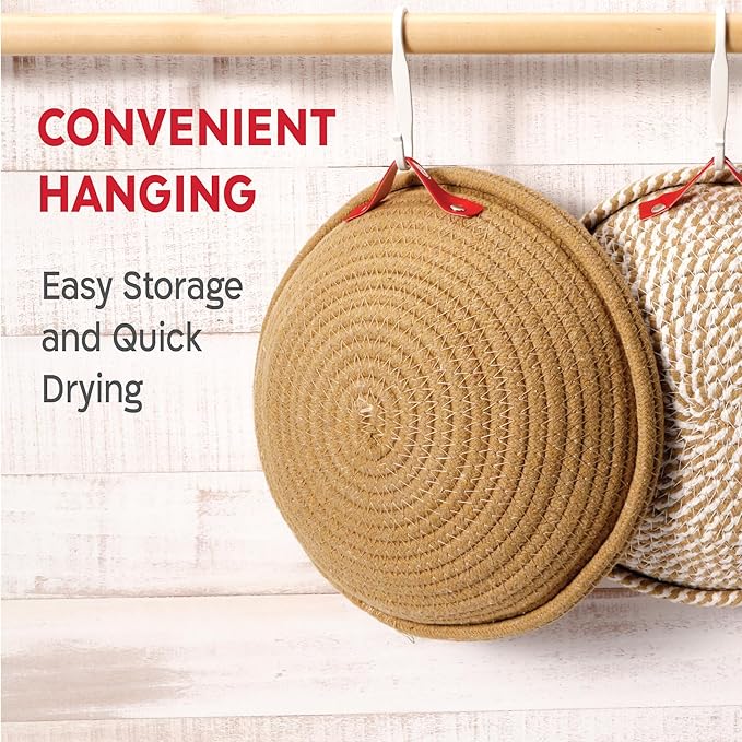 KneadAce Cotton Rope Banneton Proofing Basket & Bread Slings Set Of 2 x Round